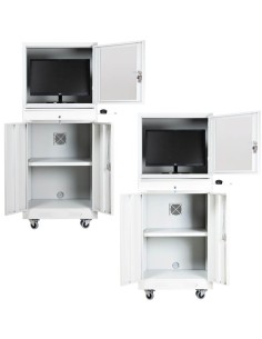 Wolfstahl PC-Schrank stahl, abschliessbar, 68x60x170cm lichtgrau - verkehrsweiss
