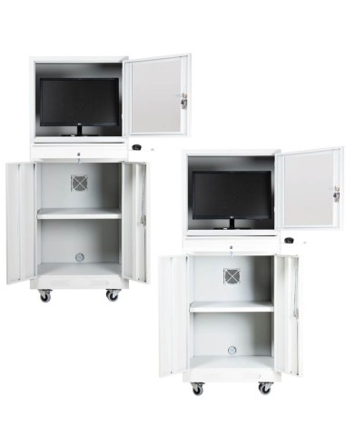 Wolfstahl PC-Schrank stahl, abschliessbar, 68x60x170cm lichtgrau - verkehrsweiss
