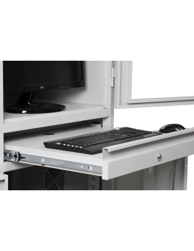 Wolfstahl PC-Schrank stahl, abschliessbar, 68x60x170cm lichtgrau - verkehrsweiss