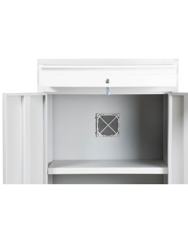Wolfstahl PC-Schrank stahl, abschliessbar, 68x60x170cm lichtgrau - verkehrsweiss