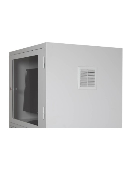 Wolfstahl PC-Schrank stahl, abschliessbar, 68x60x170cm lichtgrau - verkehrsweiss