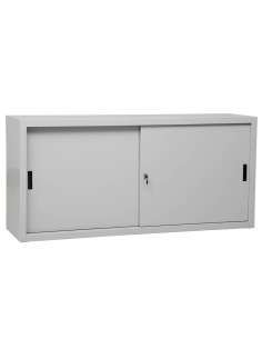 Wolfstahl Schiebetürenschrank Stahl 2 Fachböden lichtgrau 160 x 45 x 75 cm