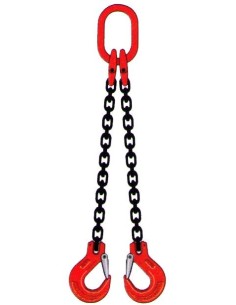 Kettengehänge 2-Strang – 4250 kg – Nenndicke 10mm – Güteklasse 8 – mit Gabelkopfhaken & Schmiedefalle