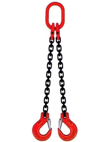 Kettengehänge 2-Strang – 4250 kg – Nenndicke 10mm – Güteklasse 8 – mit Gabelkopfhaken & Schmiedefalle