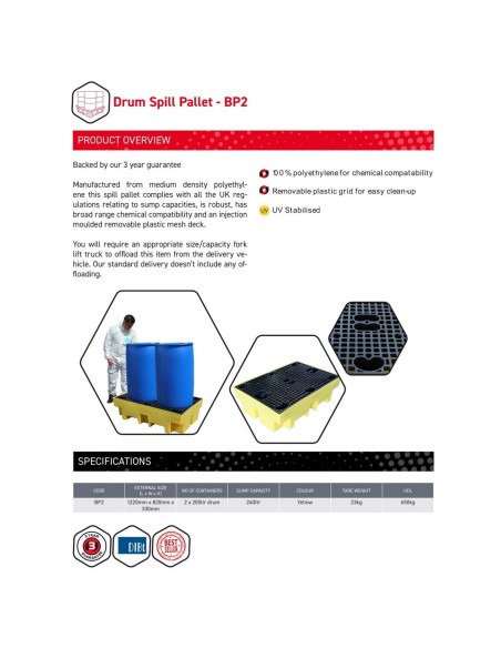 Auffangpalette für 2 Fässer 240L
