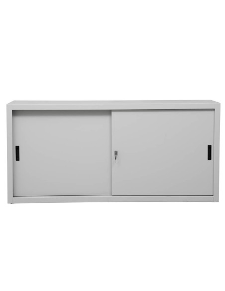 Wolfstahl Schiebetürenschrank Stahl 2 Fachböden lichtgrau 160 x 45 x 75 cm