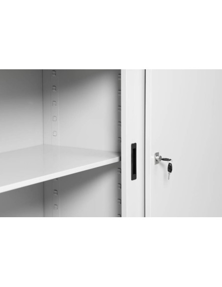 Wolfstahl Schiebetürenschrank Stahl 2 Fachböden lichtgrau 160 x 45 x 75 cm