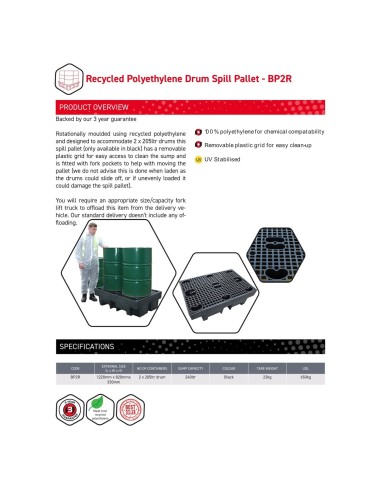 Recycling-Auffangpalette für 2 Fässer 240L