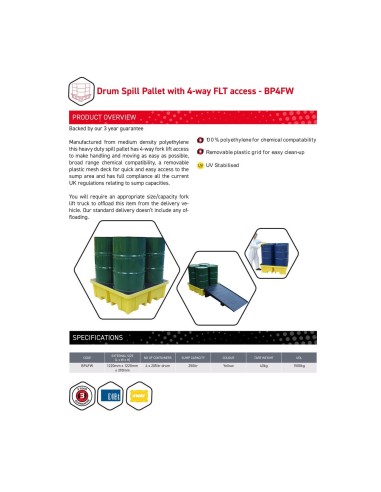 Auffangpalette für 4 Fässer 250L