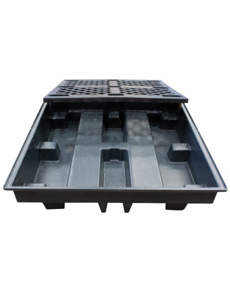 Flachprofil-Recycling-Auffangpalette für 4 Fässer 230L