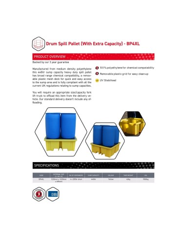 Große Auffangpalette für 4 Fässer 440L