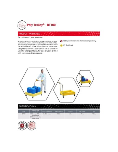 Kleinbehälterwagen mit 100L Auffangwanne