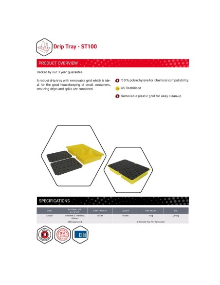 104-Liter-Auffangwanne mit Gitterrost