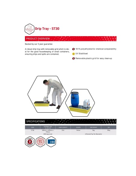 31-Liter-Auffangwanne mit Gitterrost