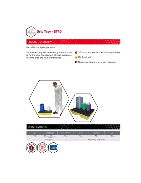 43-Liter-Auffangwanne mit Gitterrost