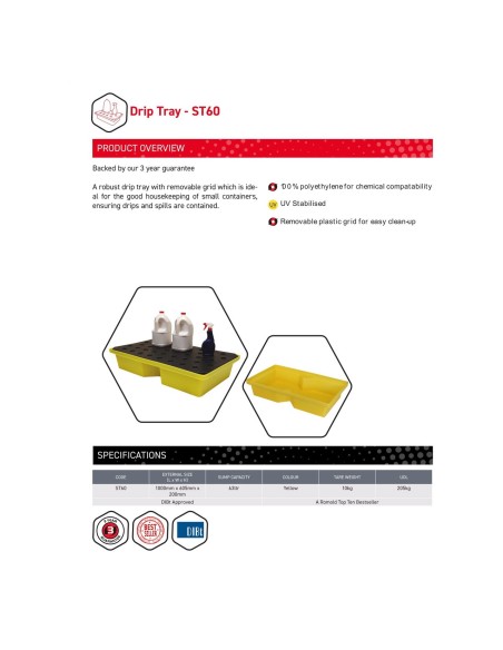 63-Liter-Auffangwanne mit Gitterrost