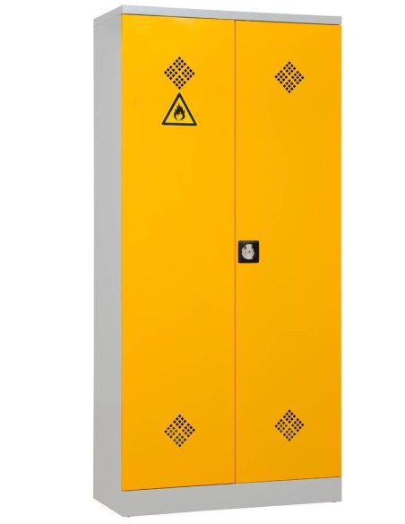 Wolfstahl Chemikalienschrank Gefahrstoffschrank Stahl lichtgrau-rapsgelb 92 x 42 x 195 cm