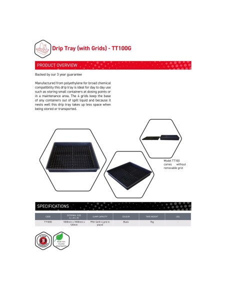 100-Liter-Auffangwanne mit Gitterrost