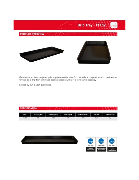 15-Liter-Flachprofil-Auffangwanne