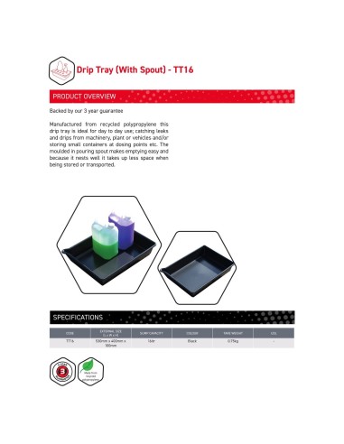 16-Liter-Auffangwanne mit Eckausguss