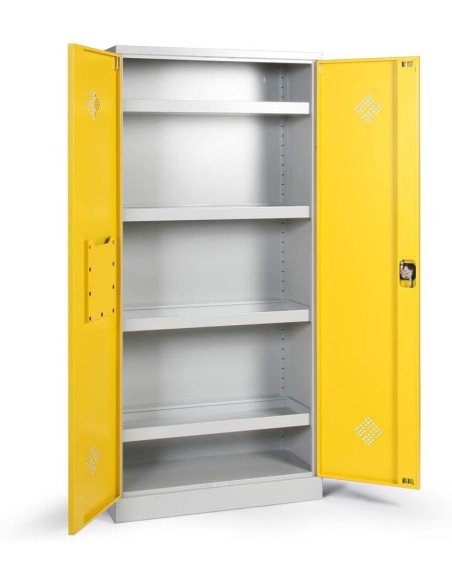 Wolfstahl Chemikalienschrank Gefahrstoffschrank Stahl lichtgrau-rapsgelb 92 x 42 x 195 cm