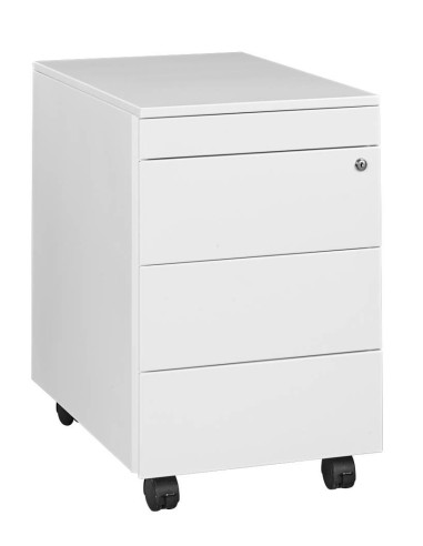 Wolfstahl Rollcontainer Stahl 4 Auszüge Weiss abschliessbar 40 x 60 x 62 cm