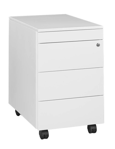 Wolfstahl Rollcontainer Stahl 4 Auszüge Weiss abschliessbar 40 x 60 x 62 cm