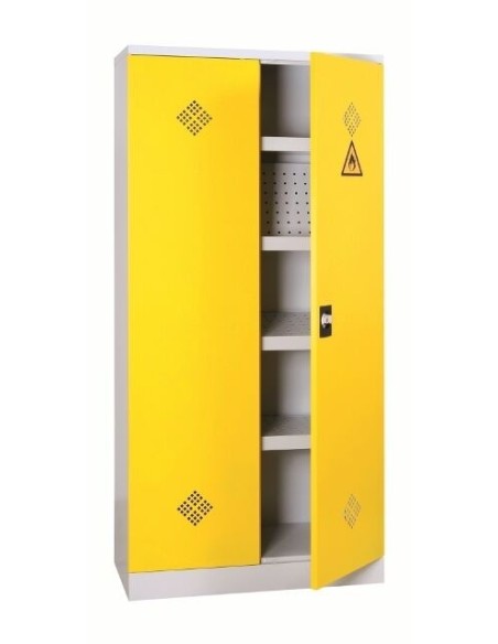 Wolfstahl Chemikalienschrank Gefahrstoffschrank Stahl Fachböden mit Lochblechabdeckung 92 x 42 x 195 cm